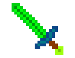 [05c3ad] Minecraft sword mix emerald blade diamond thing below blade gem at th bottom gold 