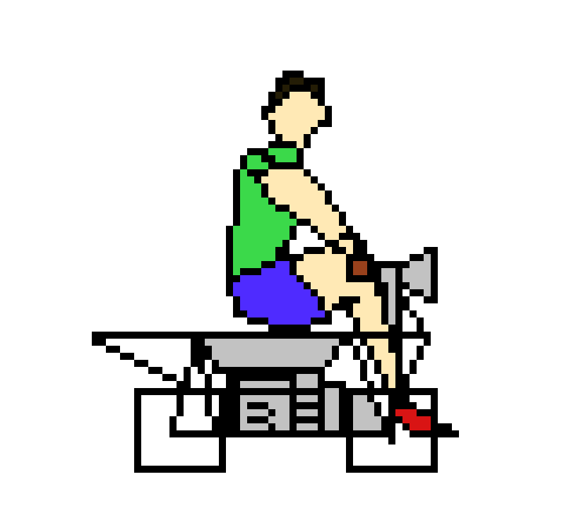 [6b736e] Man on Mini Motor Bike