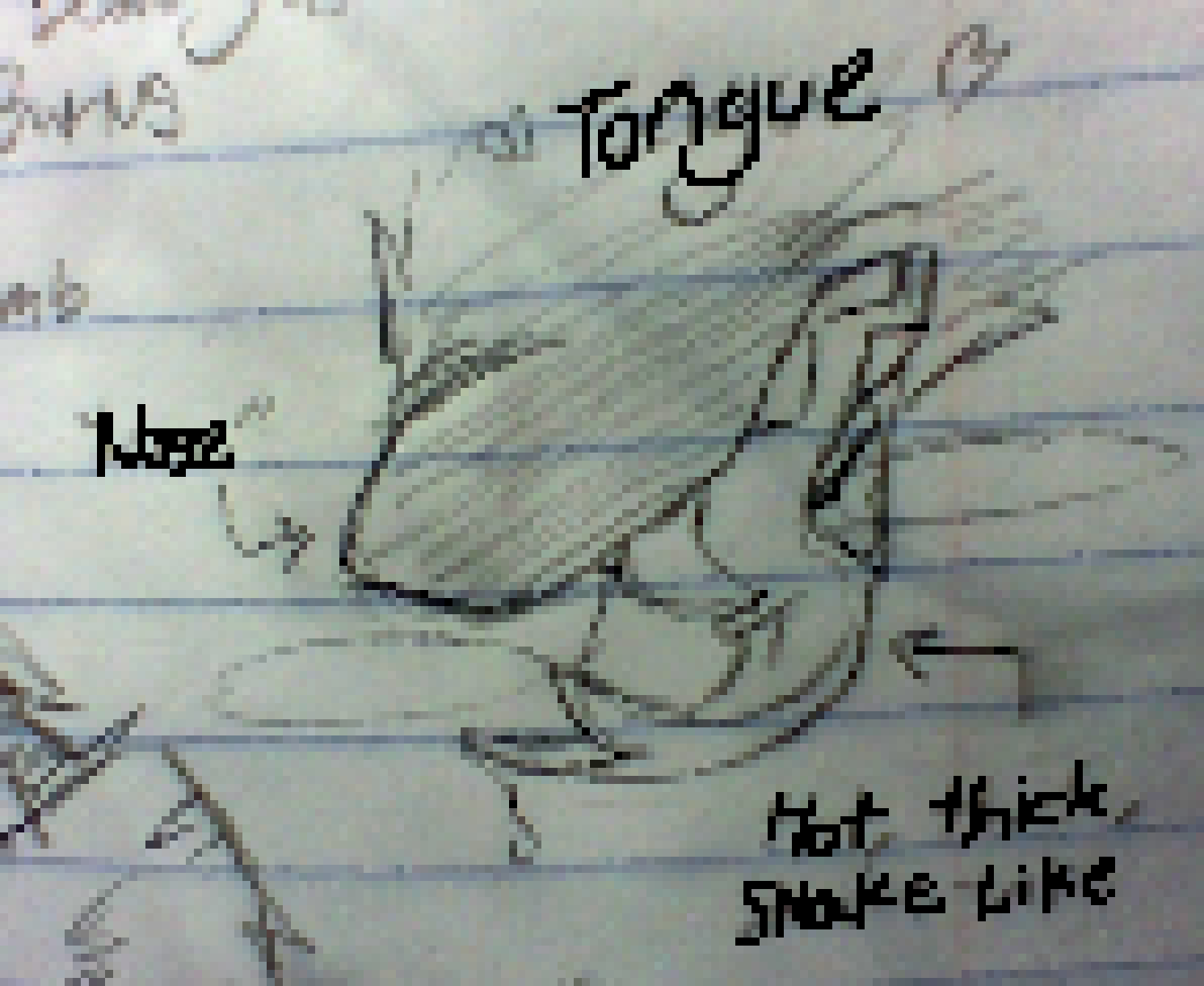 [d0698a] nose | tongue | hot, thick, snake like