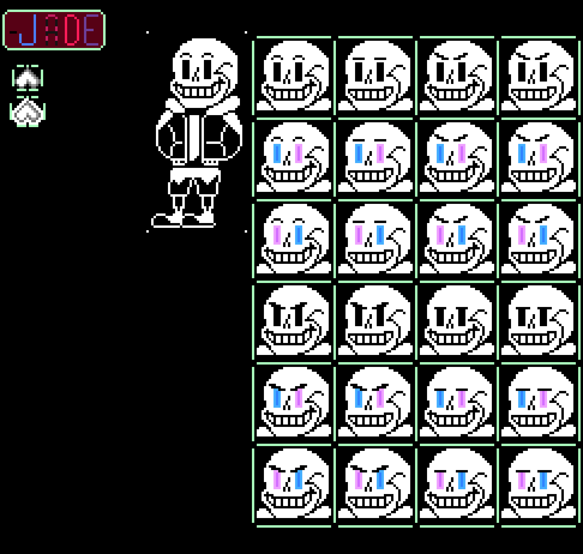 and seikei is done... (i feel like i'm gonna be yelled at cause i made a "sans", but this is not necessarily a sans cause i haven't thought of his personality yet so yeah. btw, seikei means quartz in japanese and since my name is jade i thought i should continue with the gemstone naming...)