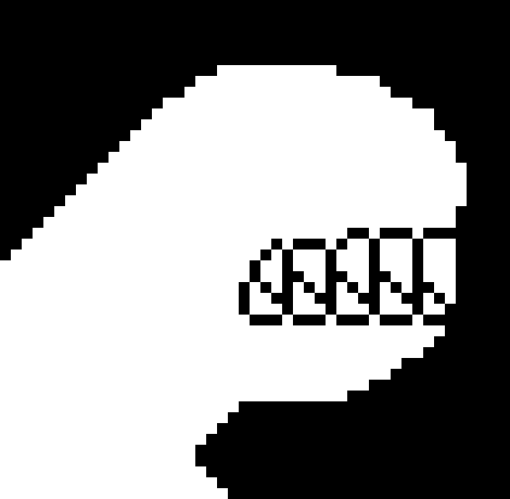 [d959ff] *its teeth get bigger and sharper the bites the claymore almost breaking it*