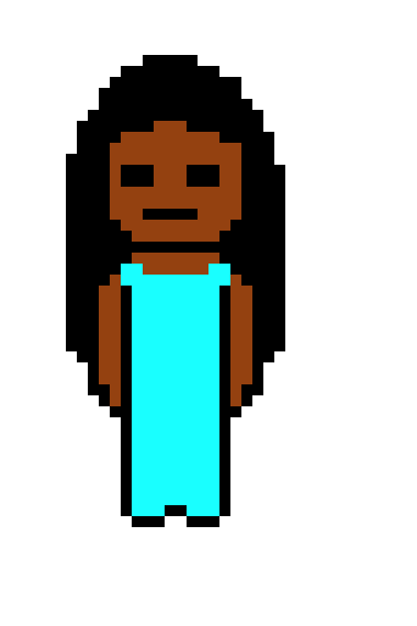 [ced305] blackwomanspritecyanskirtlonghair