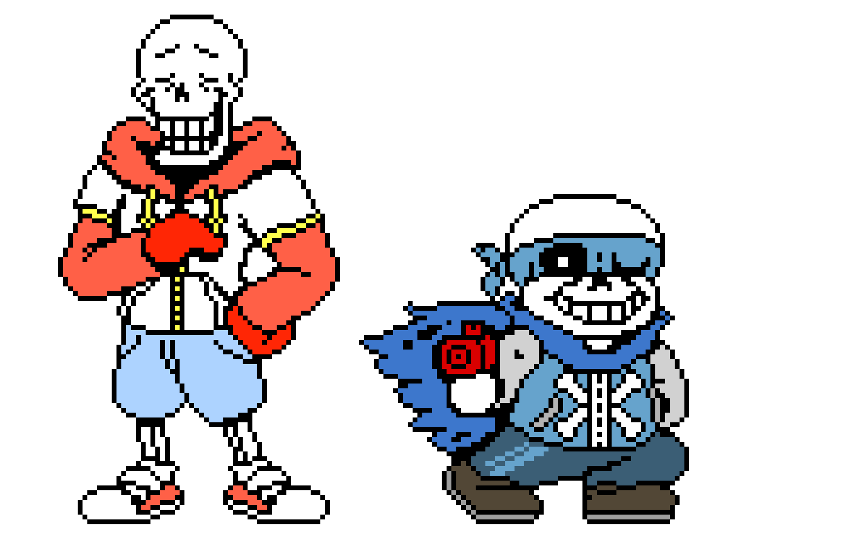 TS! Underswap Sans and Papyrus Official Battle Sprite. COLORED!