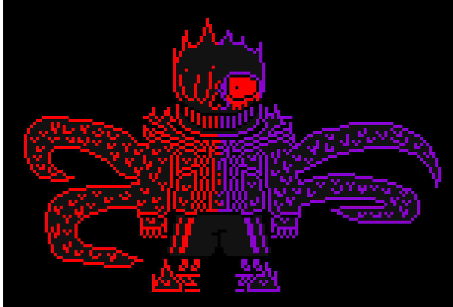 [e8cb42] oh your awake? *his legs are completely gone* hmm, im full now *throws him with so much velocity and force onto the wall*