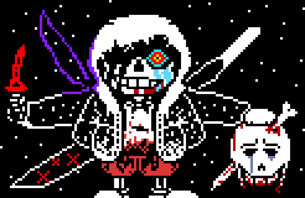 [63ceb7] The Satujinki | But it`s mixed with Nightmare Sans, Error Sans, and Xross Sans...