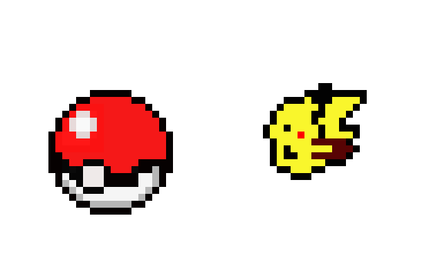 Pokeball and pikachu