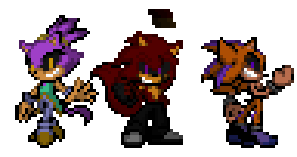 [6c26bc] Crimso the Hedgewolf, Lydia the Cat, and Aubour the Hedgehog - Sonic OC's (After "The Accident")
