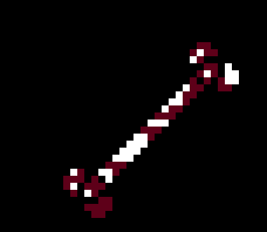 [c7b058] *a bloody bone goes flying at him*