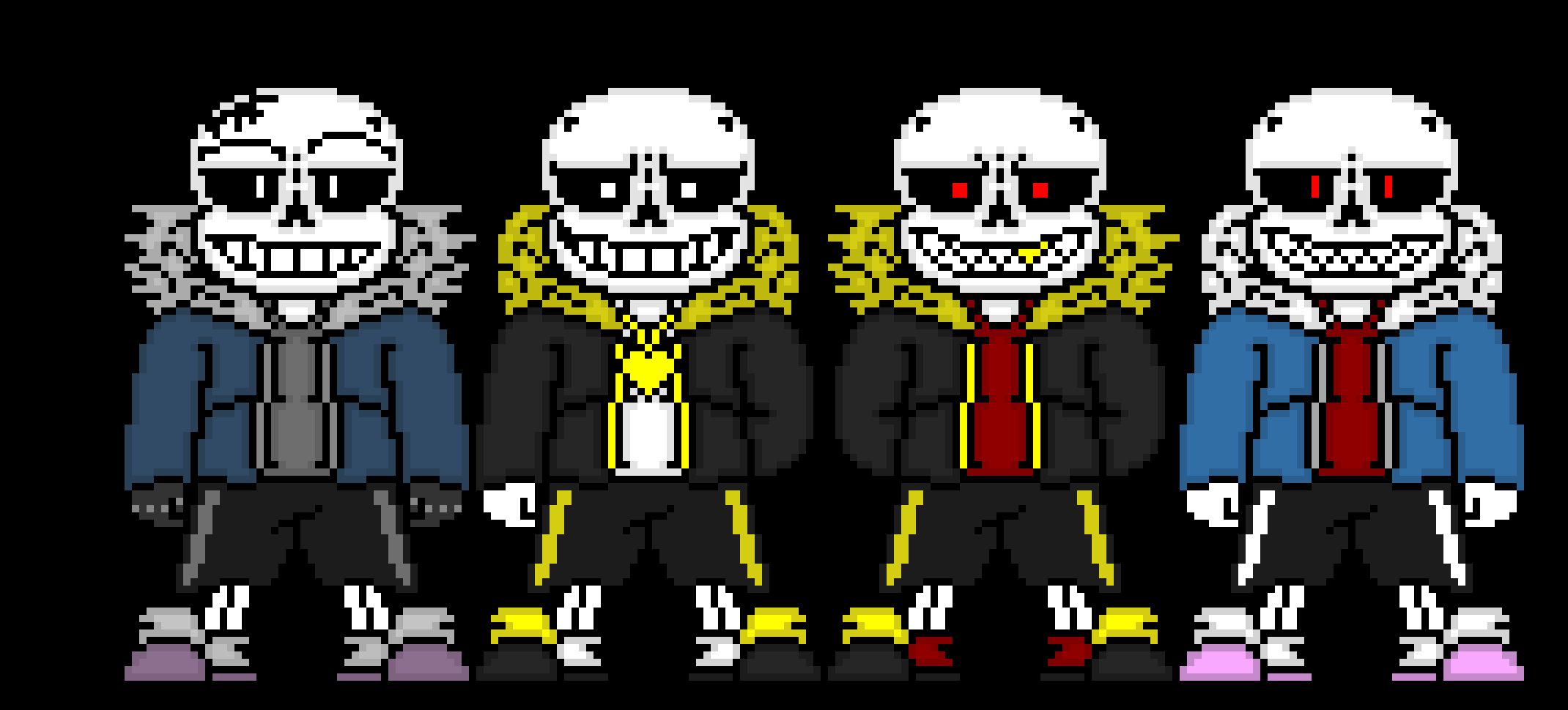 left to right: FellUnder, TaleFell, UnderFell and FellTale