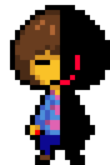 [a49514] *Frisk is fighting against the HATE* Frisk:The eye. Hit the HATEs eye.