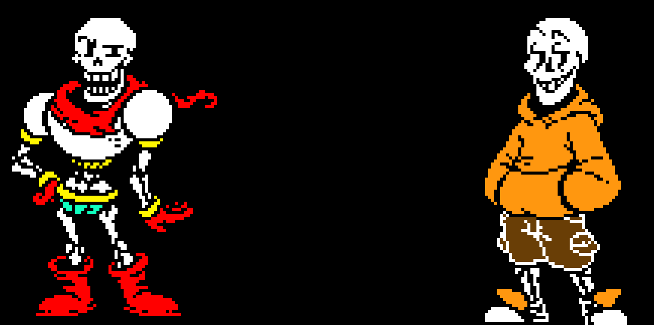 Undertale Papyrus and Underswap Papyrus colored sprites -Warrior/Arial
