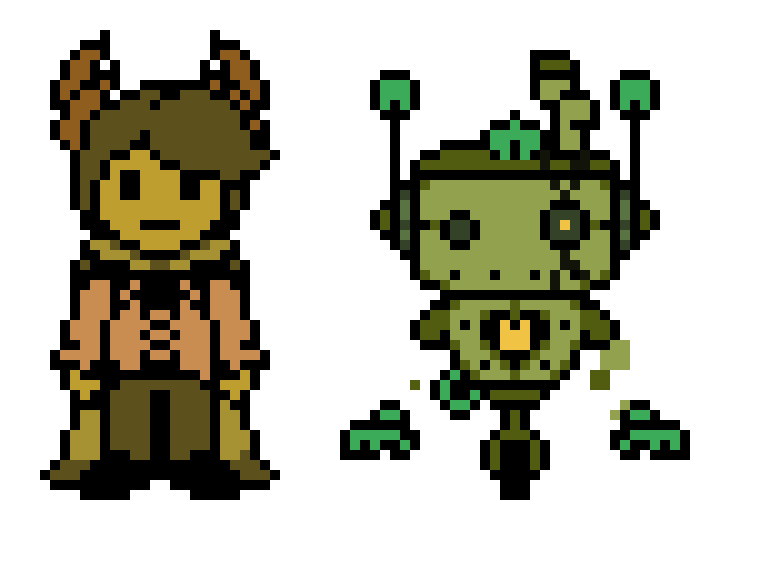 [6c26bc] Undertale/Deltarune AU OC's: Kotas the Kindest Demon and Skibadop the Robot (in the style of Undertale/Undertale Yellow)