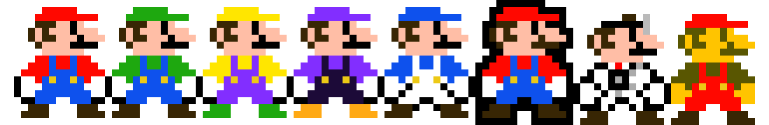 [9664c4] Mario,Luigi,Wario,Waluigi,SMG4,Paper Mario,Dr.Mario, and NES Mario