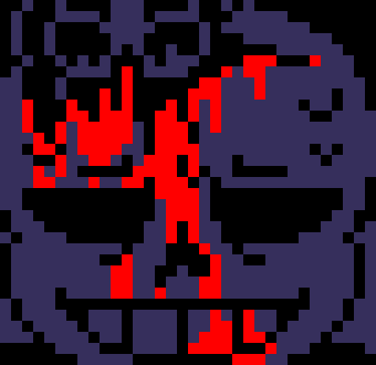[7ce906] *(Demented sits near an alleyway, talking to their mini self.) -HorrorTale Sans