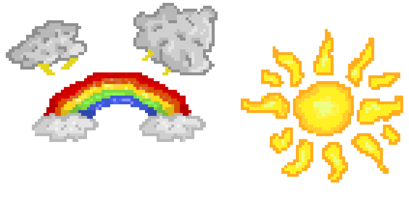 Rainbow, cloud, and sun
