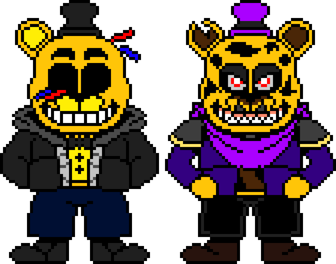 FNaF: The Ultimate Tale/Peter's FNaFTale Golden Freddy and Nightmare Fredbear Battle Sprites.