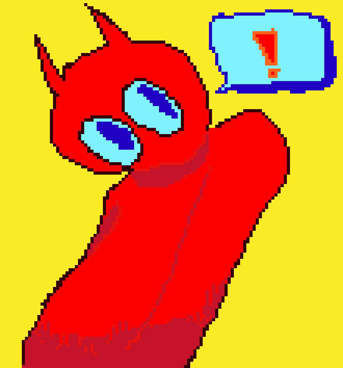 [61cce1] ok i got distracted and organised my neocity files. but hi im back heres some quick thing i made to test out the feel of this thing. do we like the horns or hate them (ps the hat goes on whenever i take too long to respond ive decided. i like the idea of dressing him up in stupid stuff)