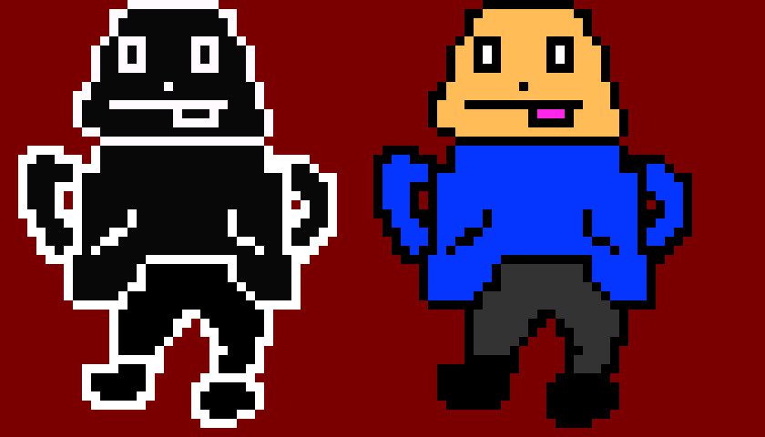[9664c4] WEIRDYTALE - Nooby Hooman Battle Sprite (w/ Colored Edition)