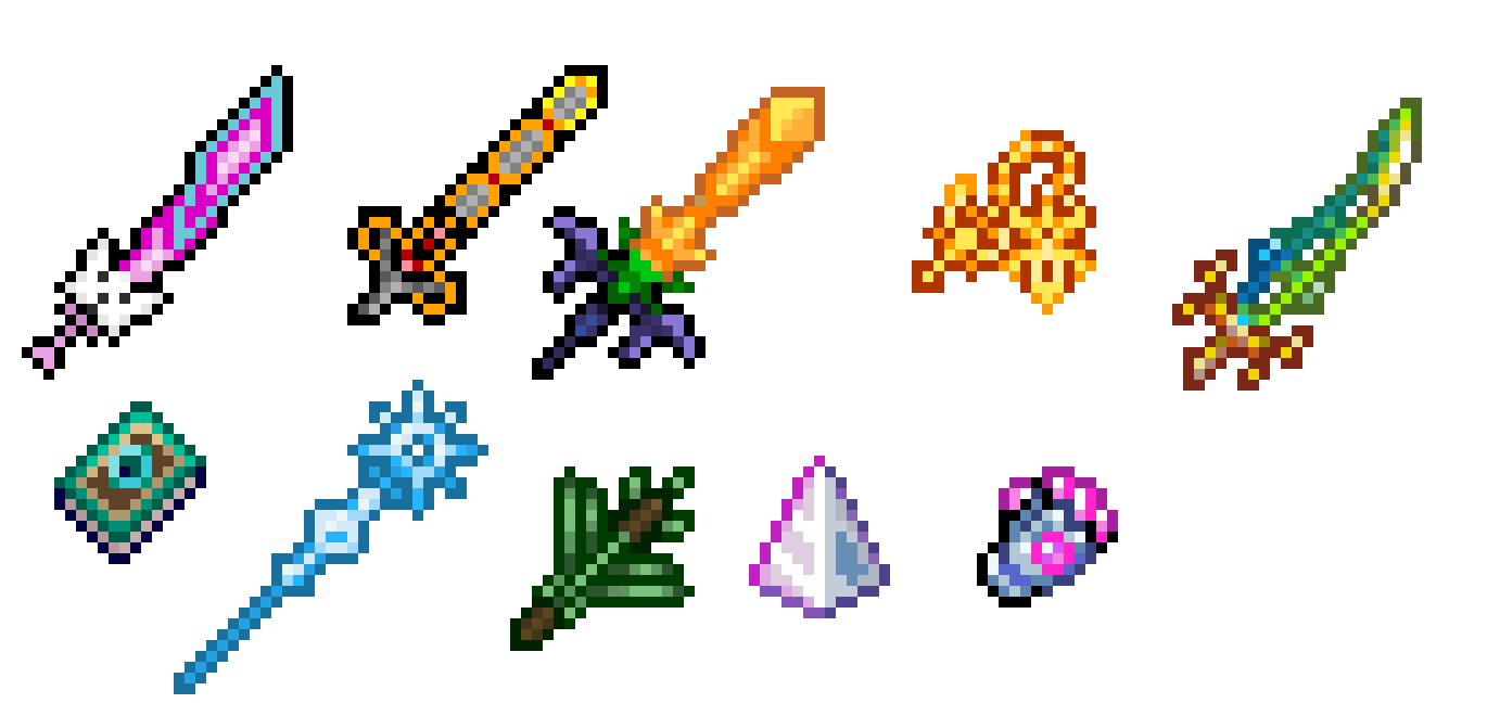 [9664c4] Terraria Weapons Pixel Art