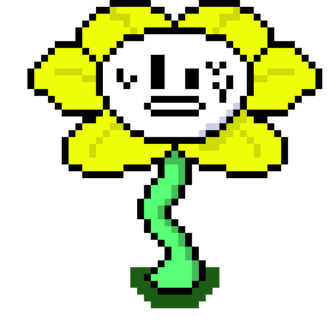 [2fbf6b] you see a ghostly form of asriel behind flowey-