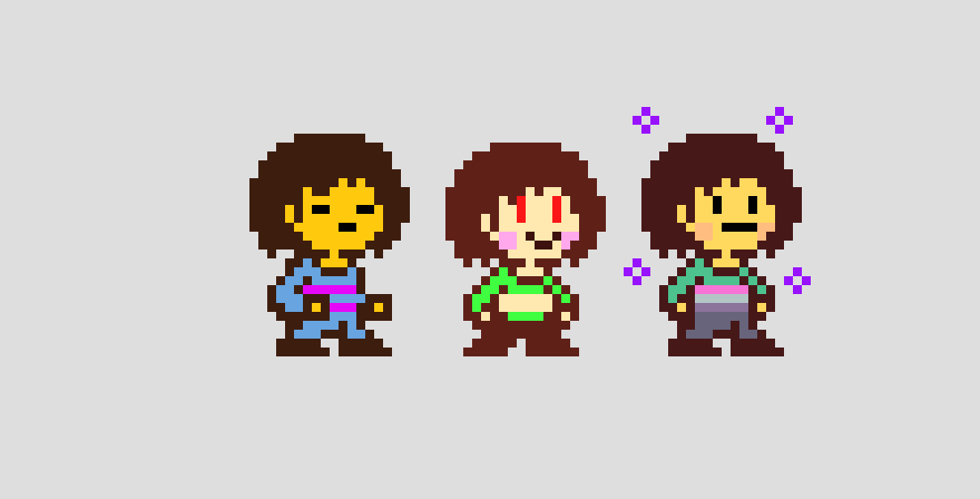 Deltarune Frisk, Chara Red Eyes, and Chisk [King Squid Port/Edit]