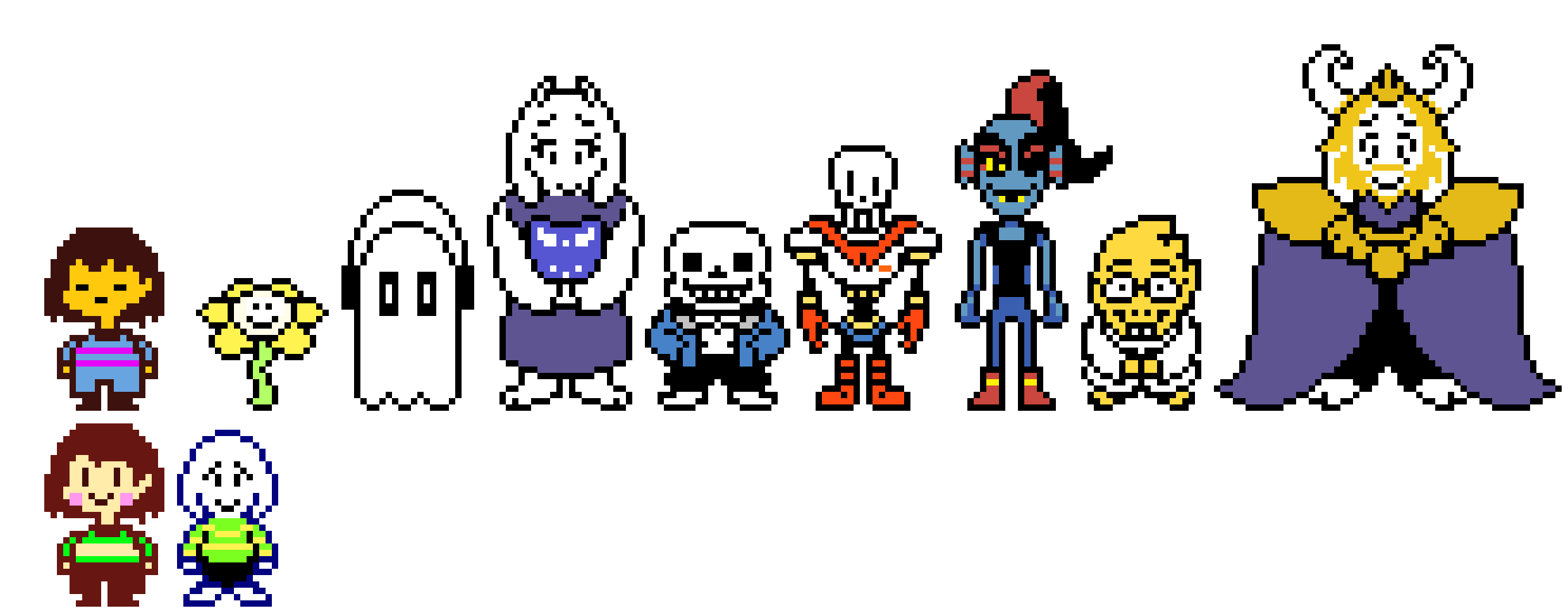 UNDERTALE - (mostly) All Main Characters Cast Overworld Sprites