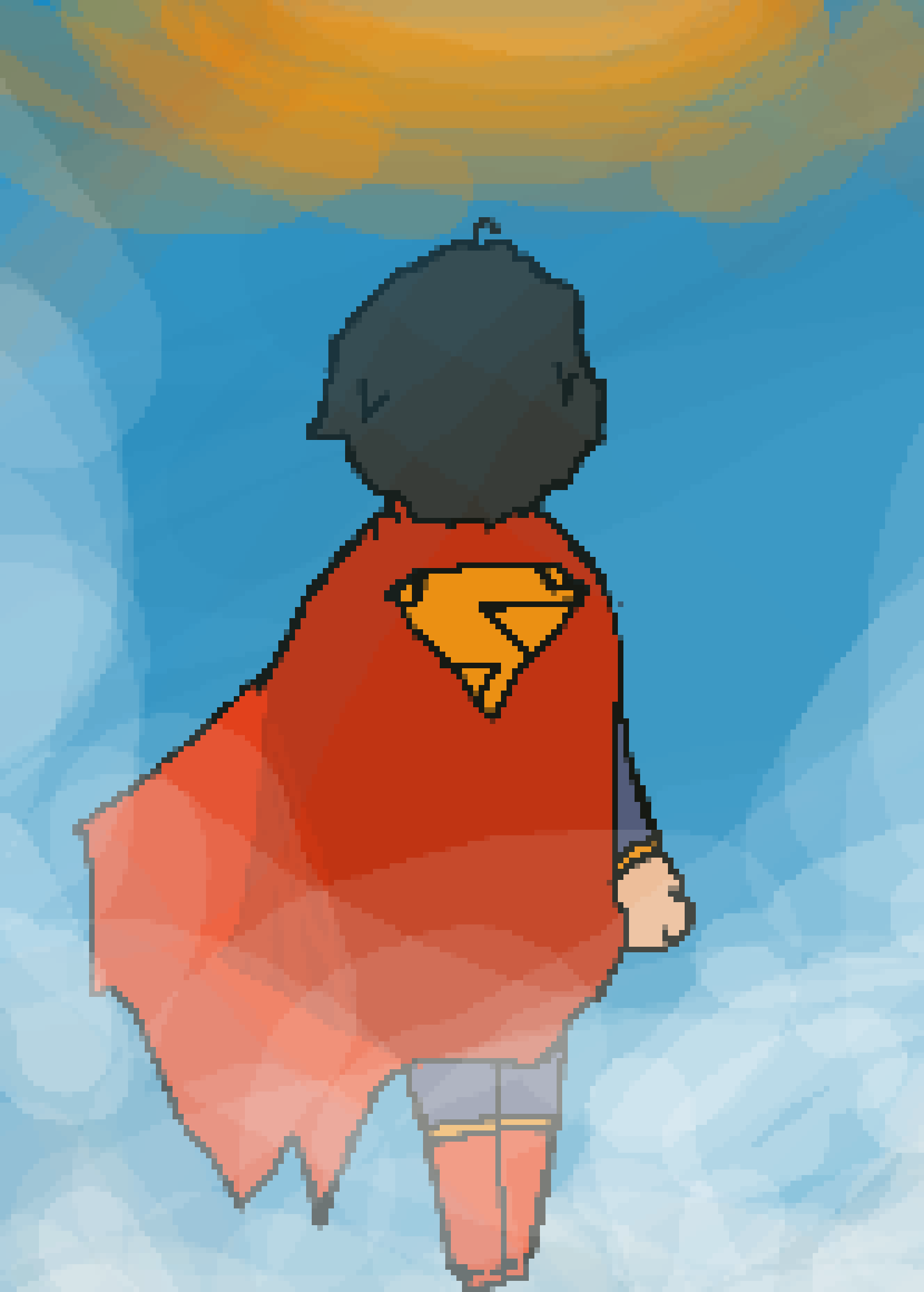 [f67f28] I hope it sends well but I'd like to share this drawing of my variant of Superman I did last... Friday? Idk but I'm mega proud of it. 