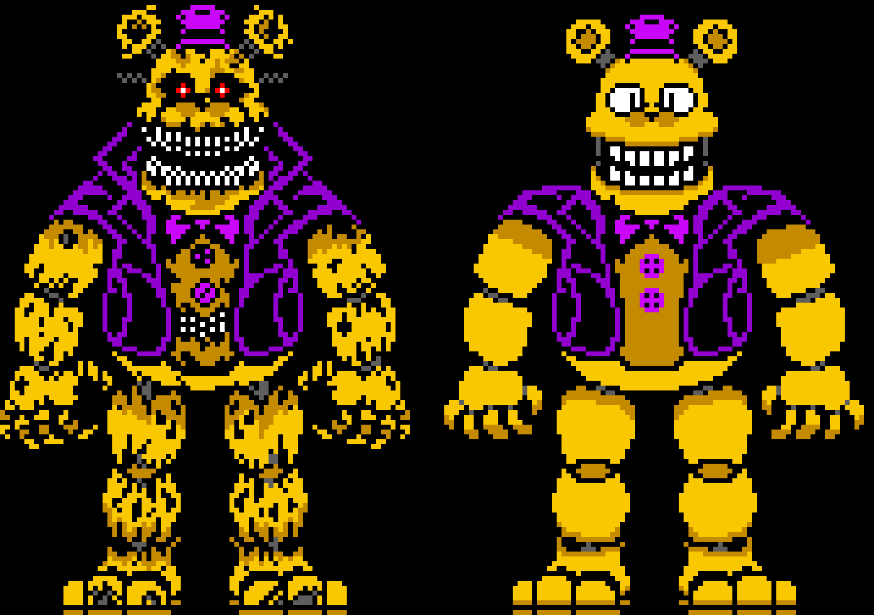 [FNAF:THA / FNaF AU] Nightmare-Fredbear | -Terrie |  Colored version and Unnightmare version by CT