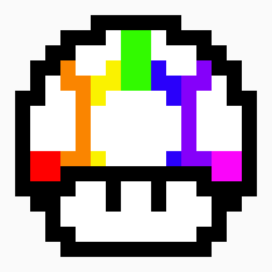[9664c4] Rainbow Mario mushroom pixel art