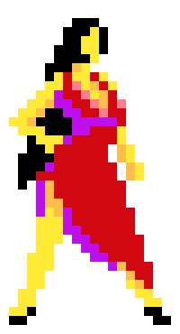 [ac442d] Dancing lady - long hair 34*18