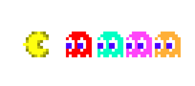 [a5cbc3] Pacman with Ghosts Sega Game Gear GG Sprites PNG Images.