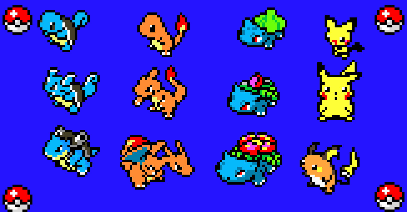 [9664c4] Starters (and Pikachu) Evolutions