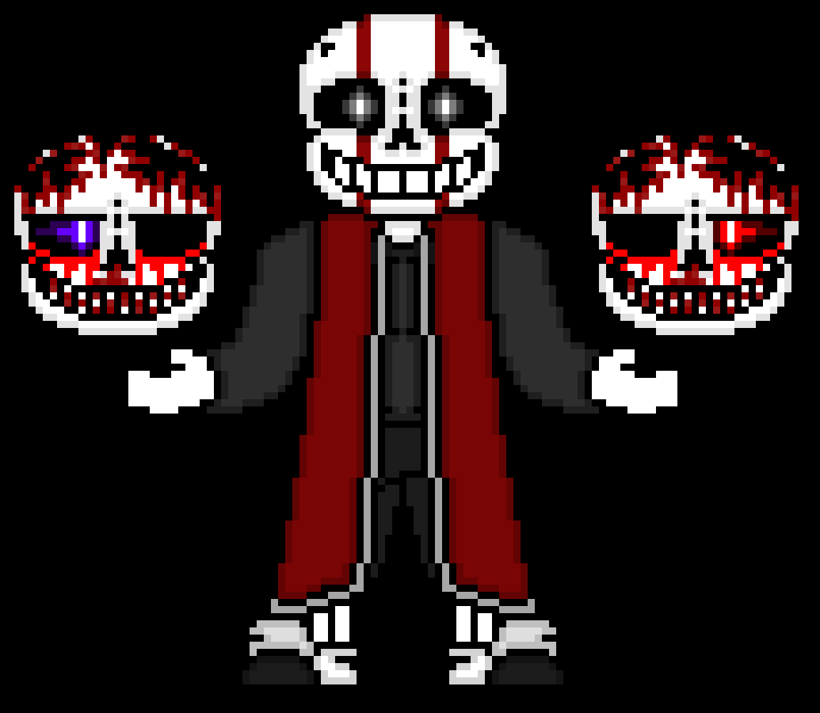 living heracy might i say, is he the undead revived once more from the deletion of its own existance or is he even a horror!Sans at all anymore, who am i to say? -the deity in red