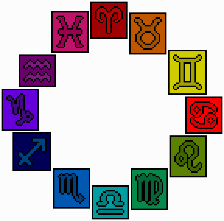 [9664c4] Pixel Zodiacs In A Circle