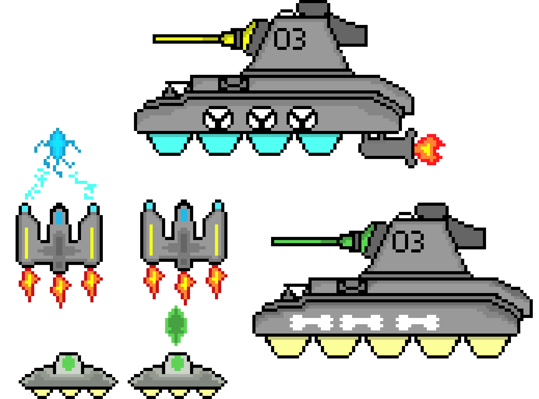 space ships and tank complete 