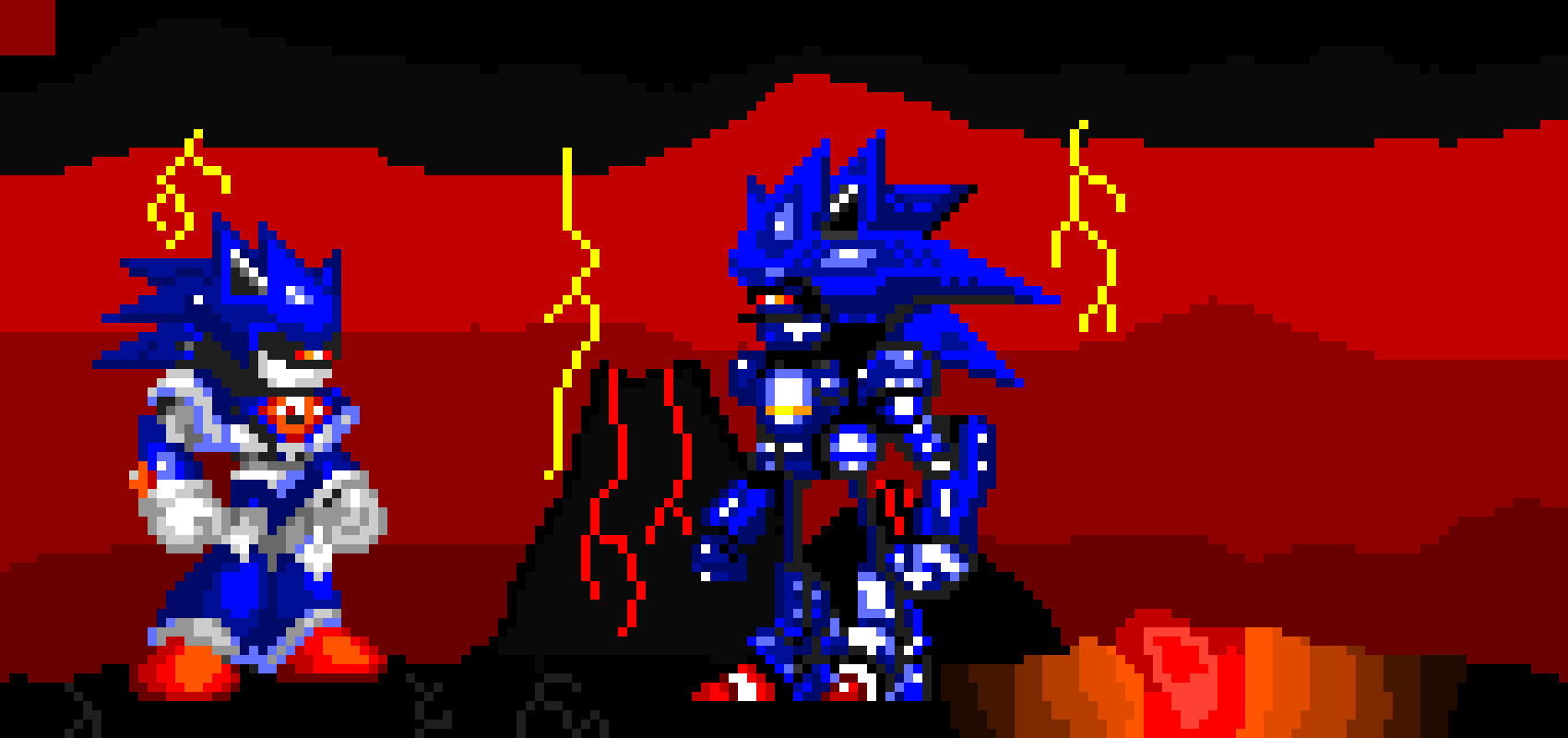 [8ab416] mecha sonic vs master mecha sonic w/ background