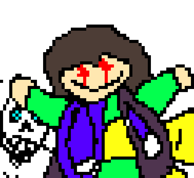 the abomination sends 14 knives and 9 gaster blasters firing at ian and billy and chaos *