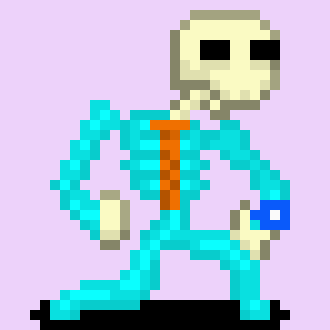 [05b0c1] *Once alone, he leaves his grave, sitting on top of his tombstone. He looks miserable.*
