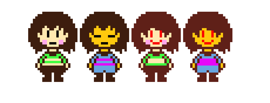 [1e5ebd] Frisk and chara- Undertale, Underswap, Underfell, and Swapfell.