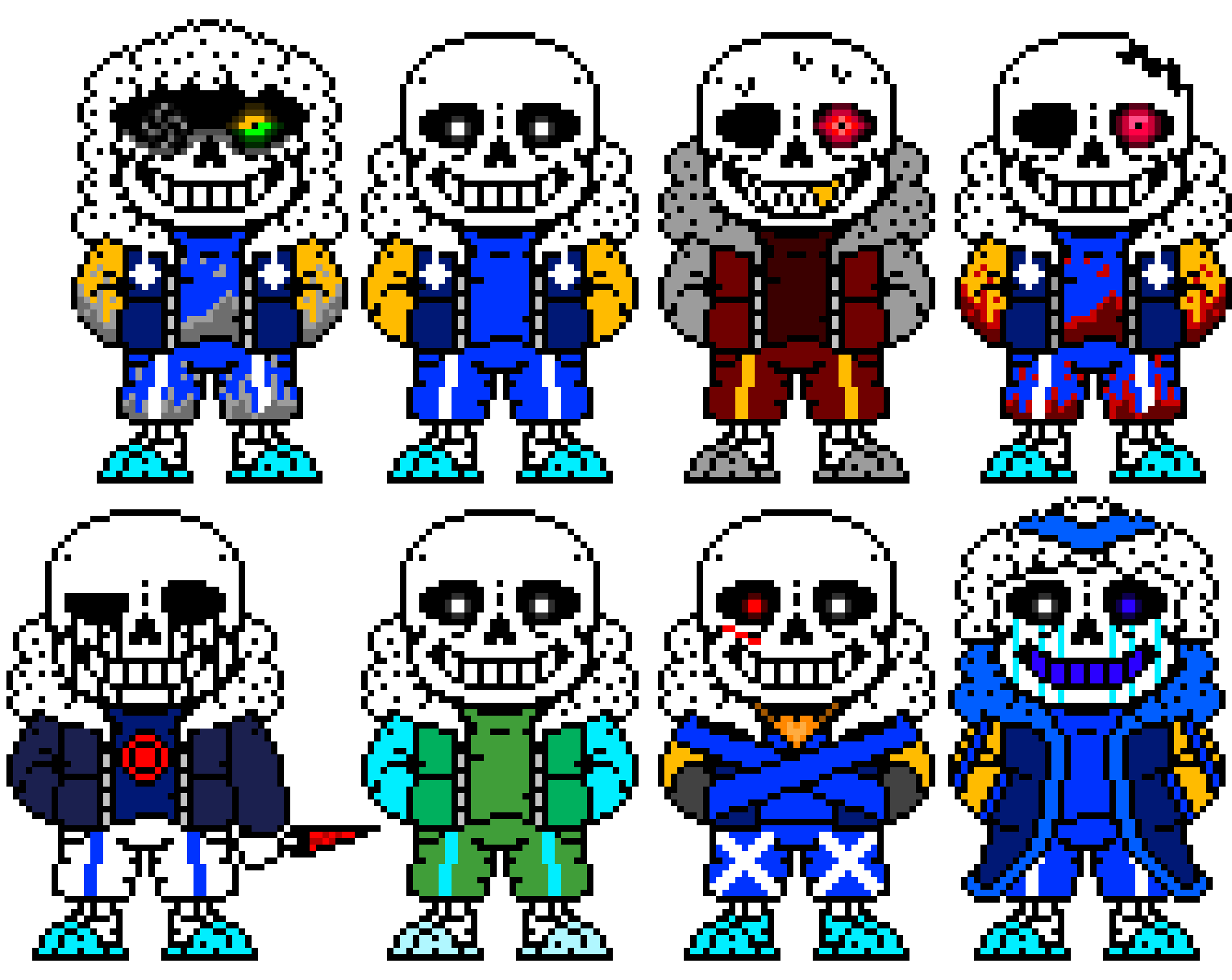 [99b694] OuterDust sans, Outertale sans, OuterFell sans, OuterHorror sans, OuterKiller, OuterOuter, X-Outer and OuterAlpha(OuterError!404) sans's