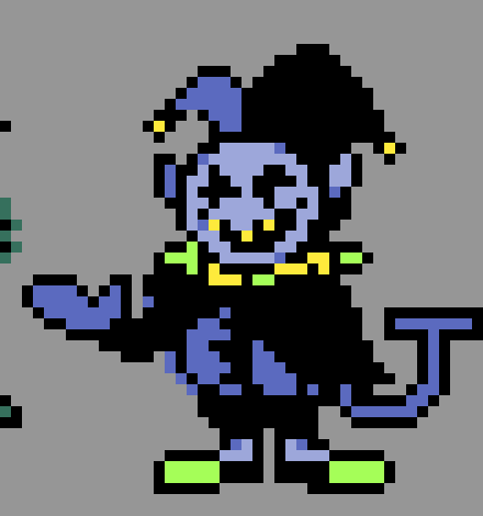 [db17e5] Jevil - *goes up to the slime group and tries to cut it* Boom bang, your soul is good as a ching chong.