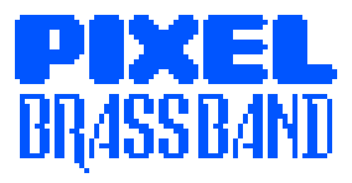 [5b438c] Pixel Brass Band Logo Blue
