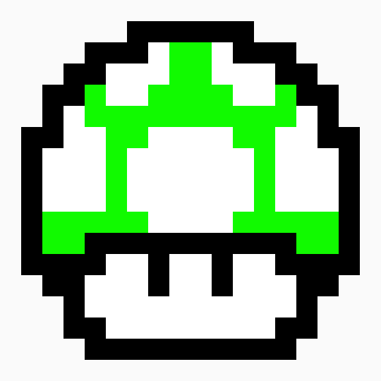 [9664c4] Green Mario mushroom pixel art