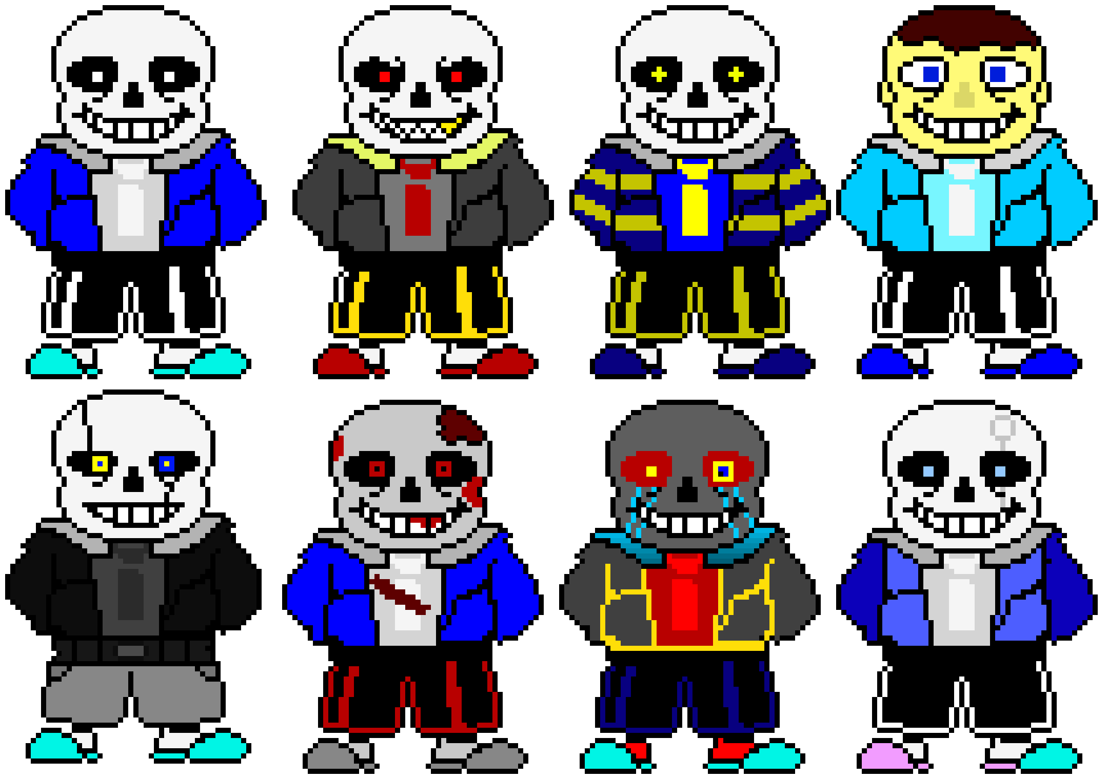 Different AU Sans Battle Sprites