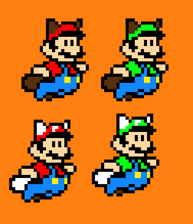 [9664c4] Tanooki and P-leaf Mario&Luigi