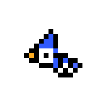 [6c1d77] Blue jay wing down pixel art