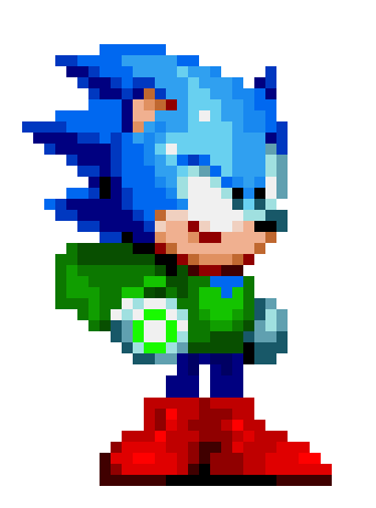 Made a sprite for an AU of my Sonic OC (Emerald)