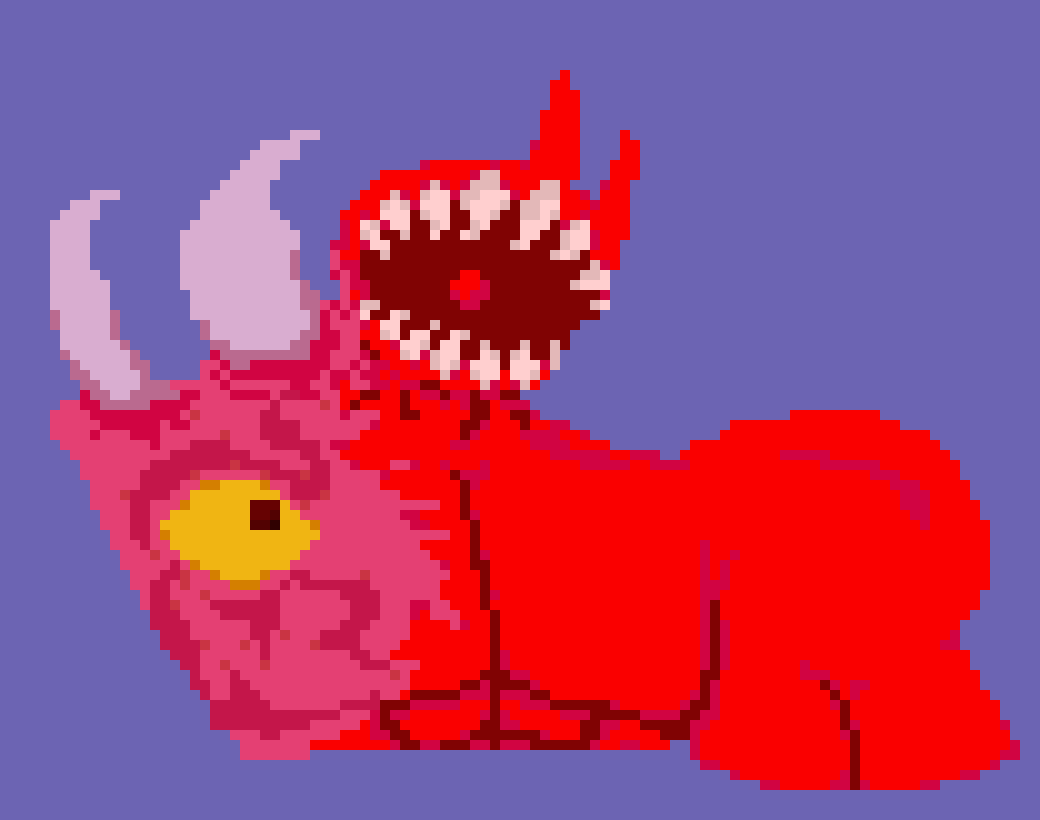 [ba4a90] big red utilizes this power to its fullest extent in the way of him being able to also make whatever others (mainly those he loves) think about him true which has led to the other three ppl in the group just becoming mega meatriders and has also led to him being the strongest character here cuz if he's gonna go fight god and he gives himself a pep talk like "i can do this" and his friends and family say "you can do this" then damn he's killing god ig