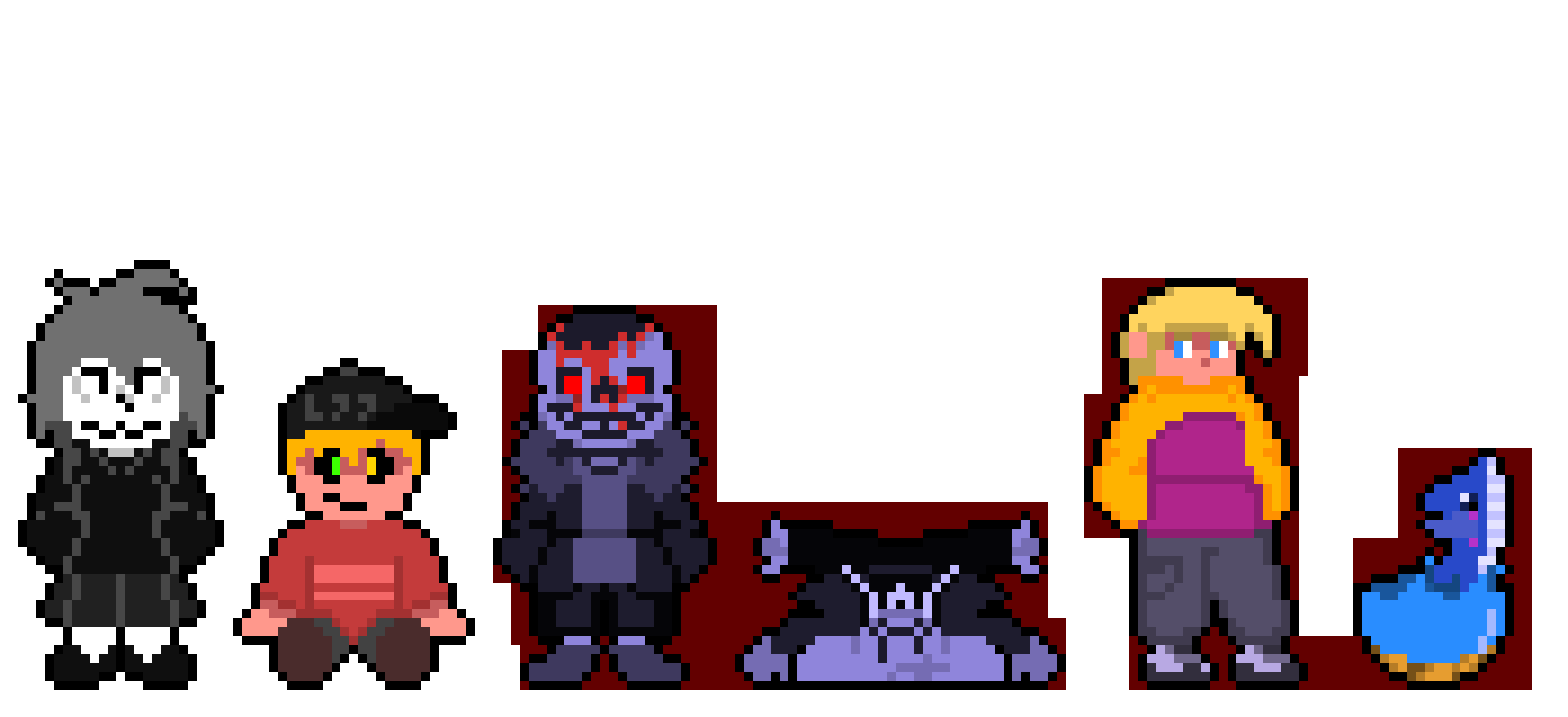 [77b851] To make it look like they aren't just a sprite sheet and look like they are standing in perspective I need to take out the background in order to move all the people once I am done making the second row. Damn, I wish they had a button like the fill button except it "Unfills" a certain color. )