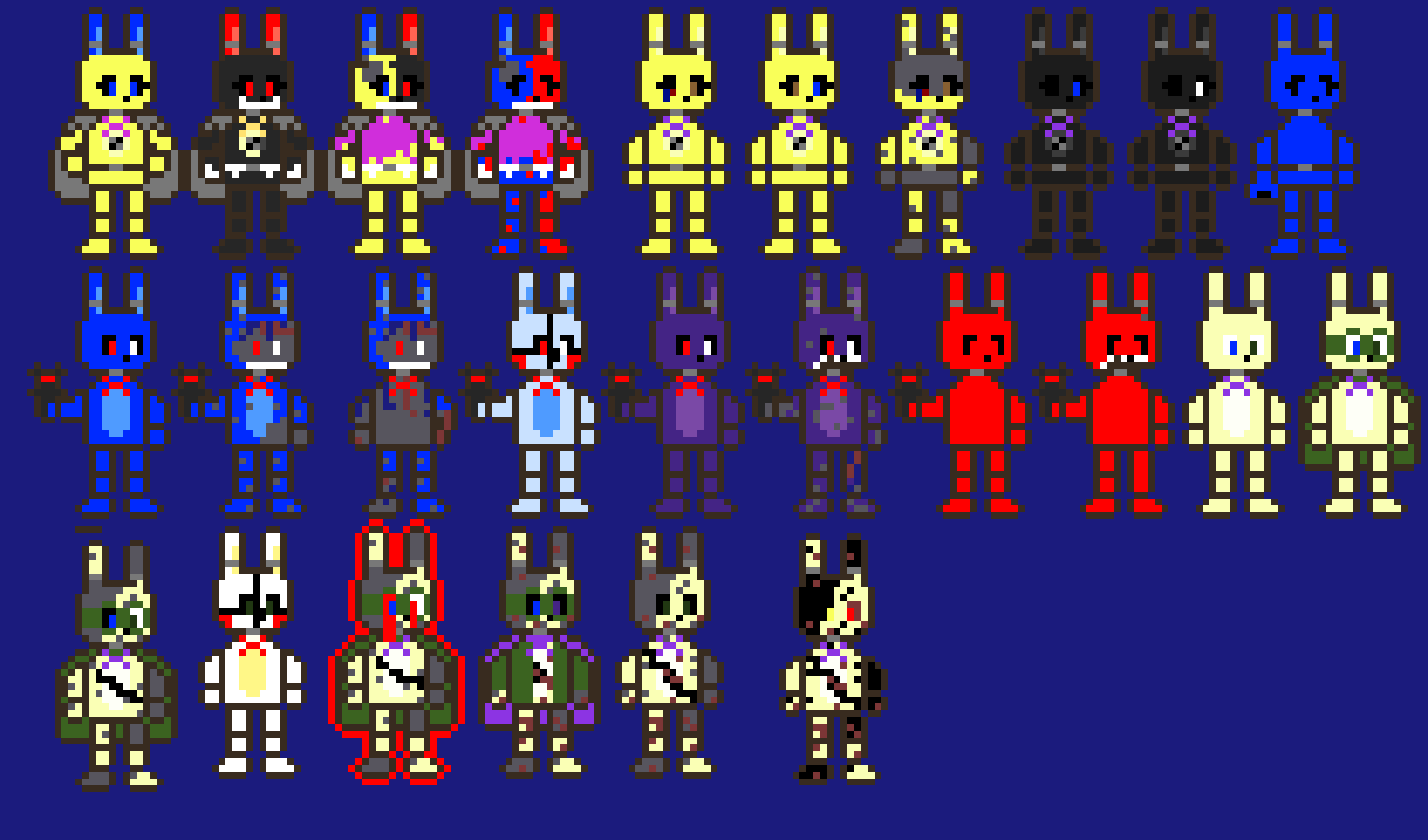 [9664c4] DIAAF stuffie, plushie, blue and spring bonnie (all sprites)